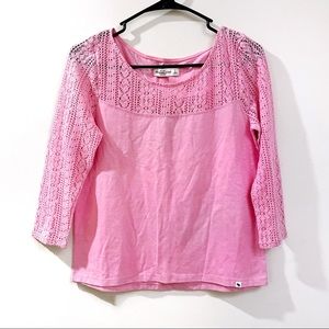 Abercrombie & Fitch Lace 3/4 sleeve pink top